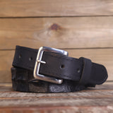 Black Crocodile Belt with Scalloped Details