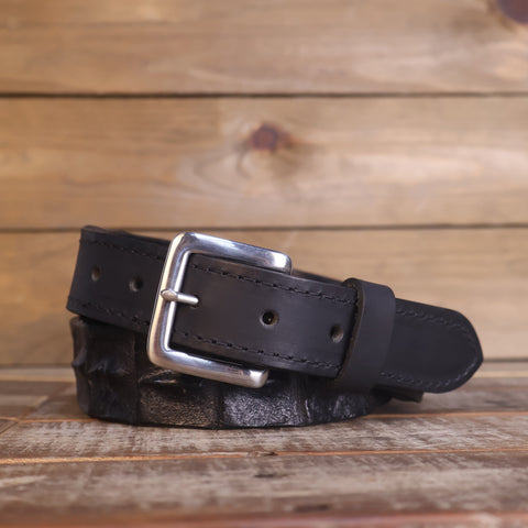 Black Crocodile Belt with Scalloped Details