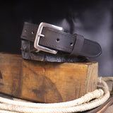 Black Crocodile Belt with Scalloped Details