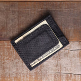 Python Black Suede Money Clip Wallet
