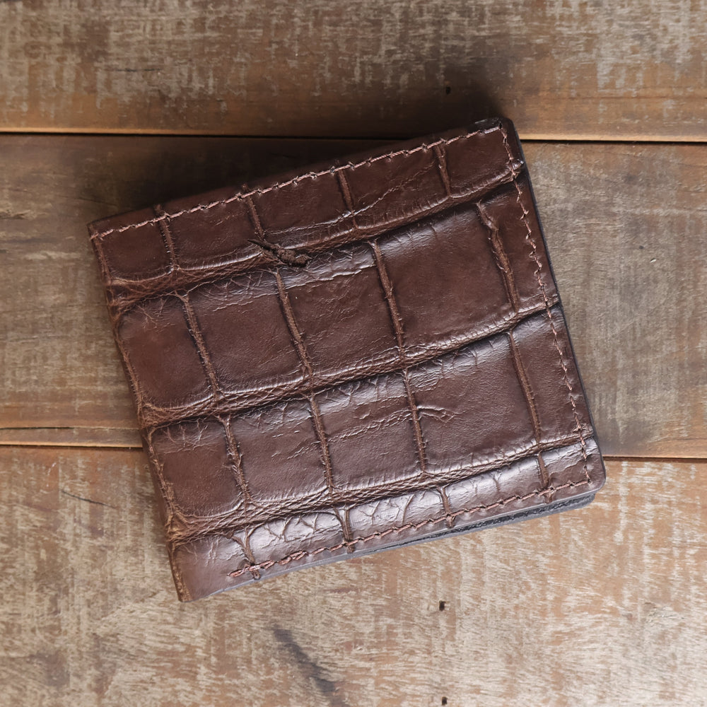 Matte Brown Alligator ID Window Wallet- SALE ITEM