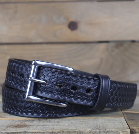 Black Basketweave Belt 1.5" - Sale Item - Size 36