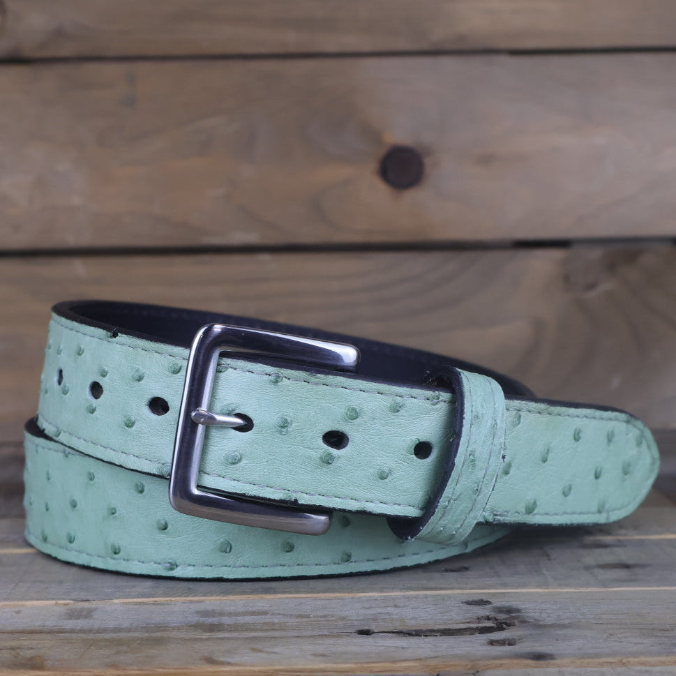 Green Ostrich Belt - SALE ITEM - Size 42