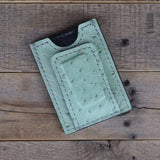 Green Ostrich Clip Wallet - SALE ITEM -