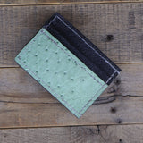 Green Ostrich Clip Wallet - SALE ITEM -