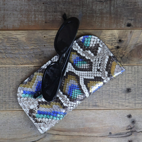 Python Hand Painted Peacock Glasses Case