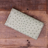 Green Ostrich Checkbook Cover - SALE ITEM -