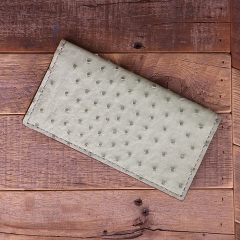 Green Ostrich Checkbook Cover - SALE ITEM -