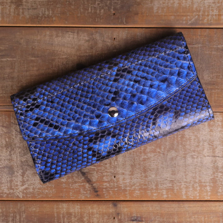 Python Blue Clutch-Yoder Leather Company