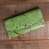 Python Lime Green Women's Clutch-Yoder Leather Company