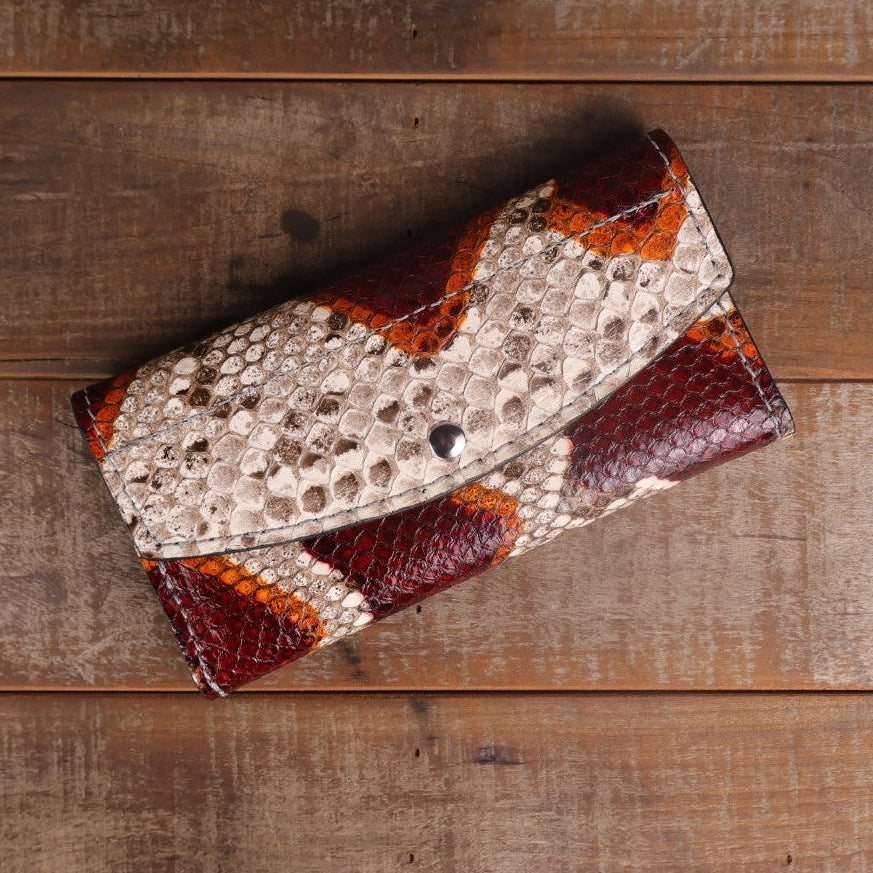 Python Blood Orange Clutch-Yoder Leather Company