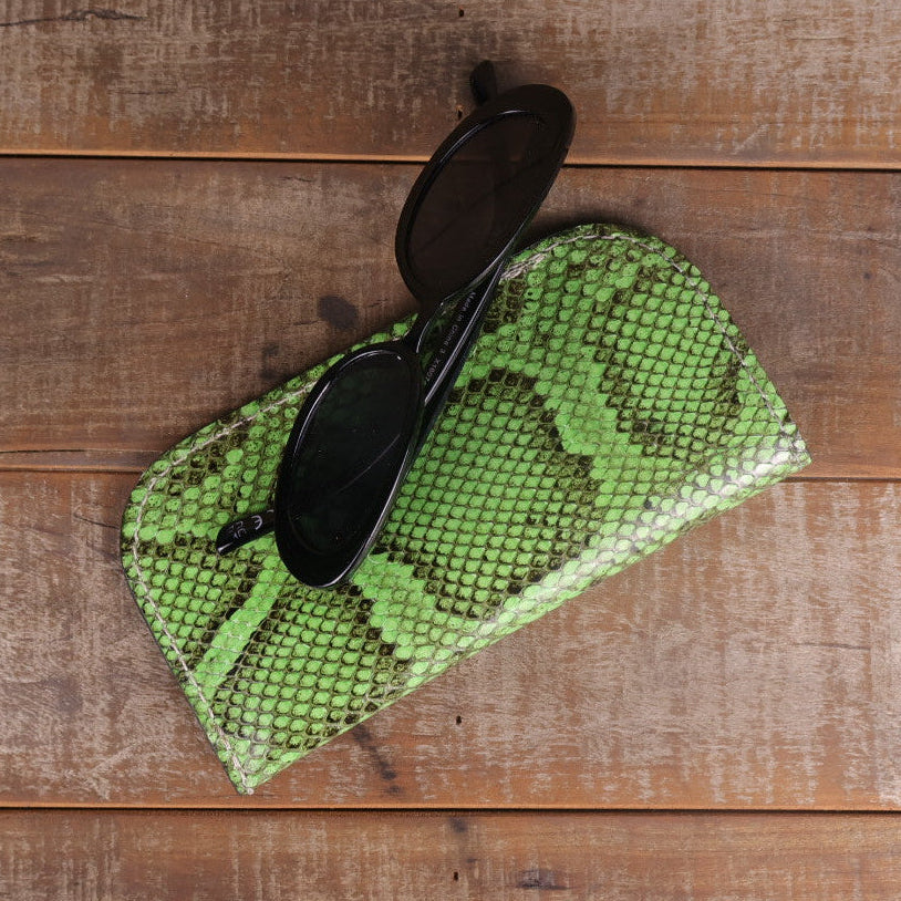 Python Lime Green Glasses Case-Yoder Leather Company