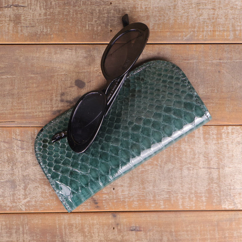 Python Forest Green Glasses Case-Yoder Leather Company