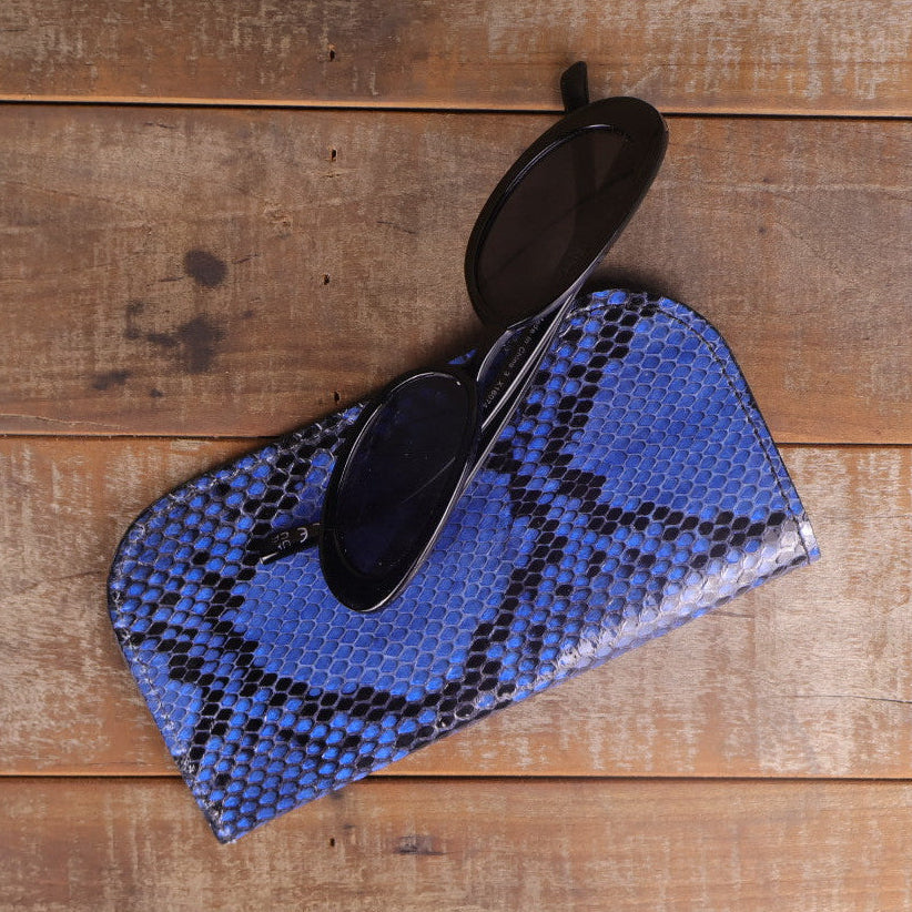 Python Blue Glasses Case-Yoder Leather Company