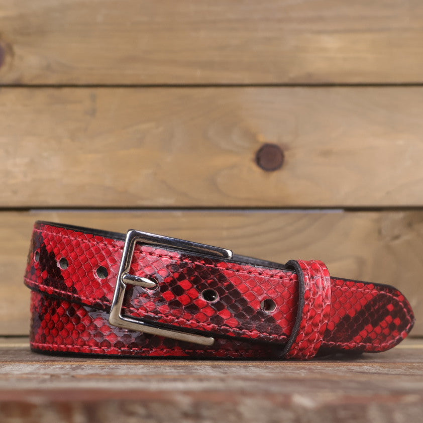 Python Leather Belt Python Red Belt | Bold Luxury Leather Belt – Yoder Leather Company