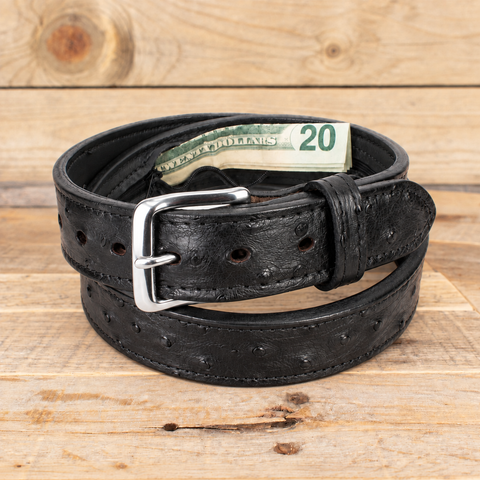 Ostrich Black Money Belt