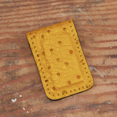 Ostrich Yellow Cash Clip-Yoder Leather Company