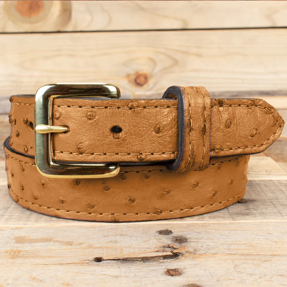 ostrich dress belt cognac ostrich dress belt