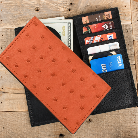 Ostrich Orange Rodeo Wallet