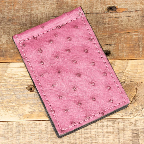 Ostrich Pink Skinny Clip Wallet
