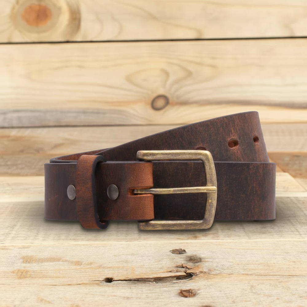 The Crazy Horse - Distressed Brown Leather Belt 1.5