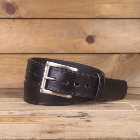 The Ridge - Double Layer Black Leather Belt 1.5"