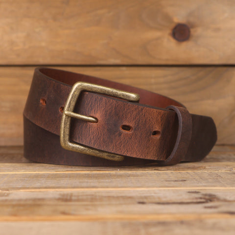 The Crazy Horse - Distressed Brown Leather Belt 1.5