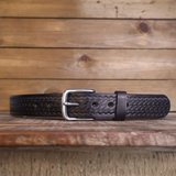 Basket Weave Leather Black Belt