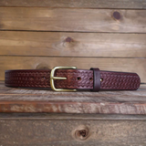 Basket Weave Brown Leather Belt