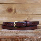 Women's Smooth Brown Leather Belt 0.75"