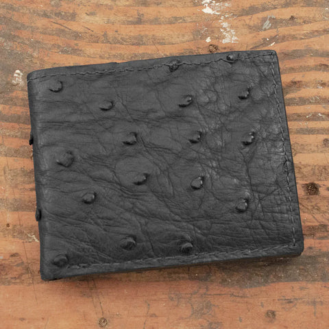 Ostrich Black Bifold Wallet