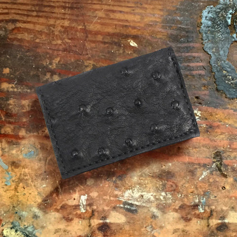 Ostrich Black Card Case Wallet