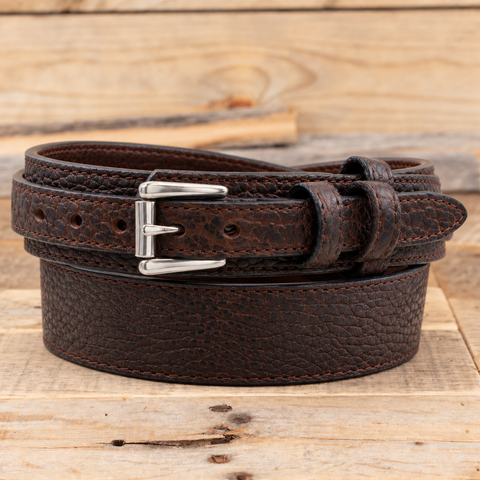 Brown Shrunken Bison Leather Ranger Belt