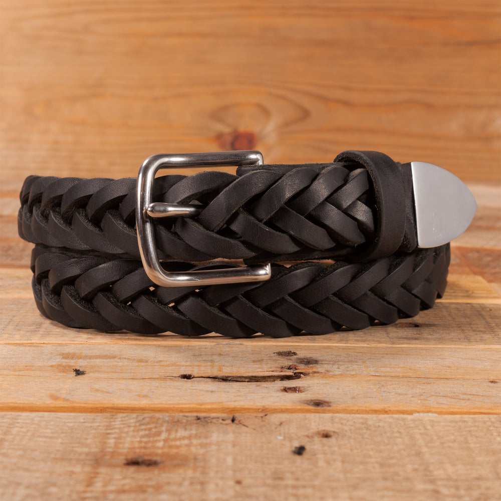 Braided Leather Belt Black