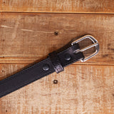 The Stitched Dakota - Women's Black Smooth 1" Belt with Silver Buckle