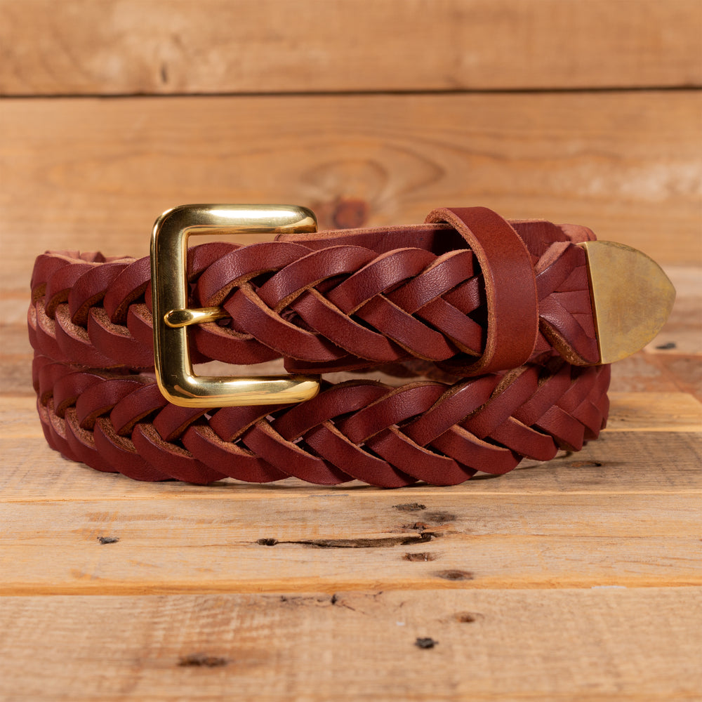 Genuine Braided Brown Dress Belt Leather Handmade in USA