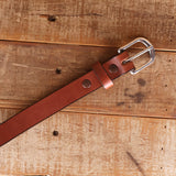 The Dakota - Women's Dark Brown Smooth 1" Belt with Silver Buckle