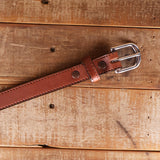 The Stitched Dakota - Women's Black Smooth 1" Belt with Silver Buckle