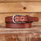 The Stitched Dakota - Women's Black Smooth 1" Belt with Silver Buckle