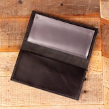 Black oiled tanned rough edge checkbook