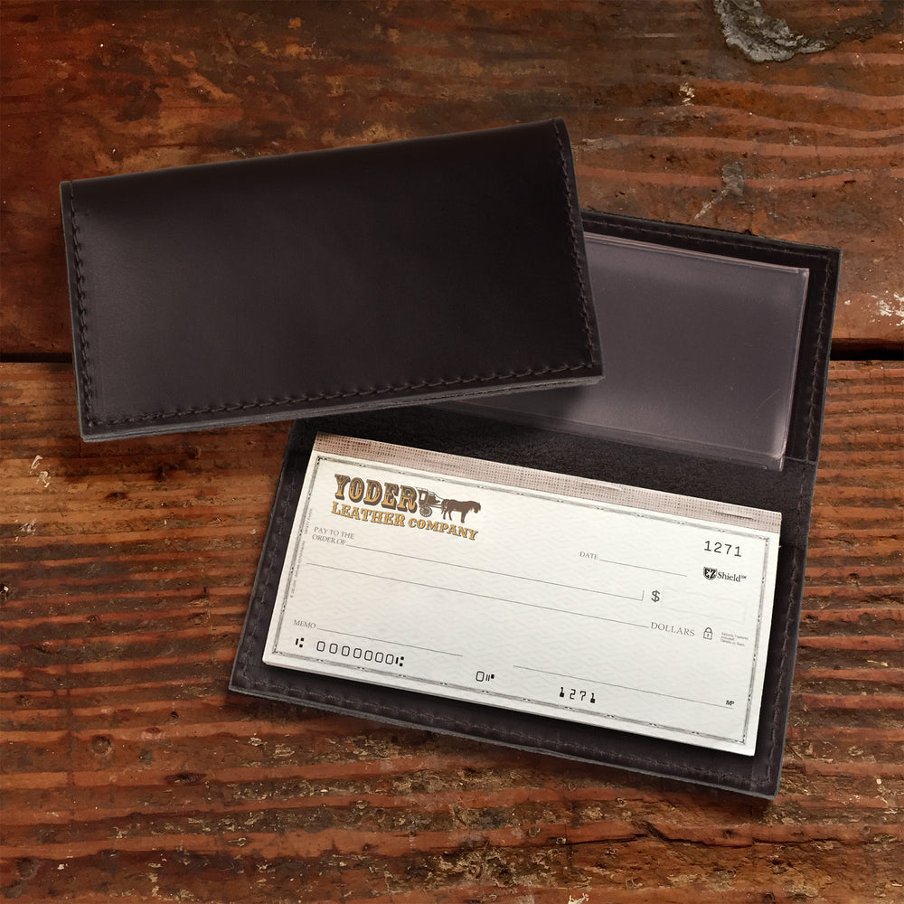 Black Oiled Leather Checkbook - Amish Handmade Checkbook Cover – Yoder ...