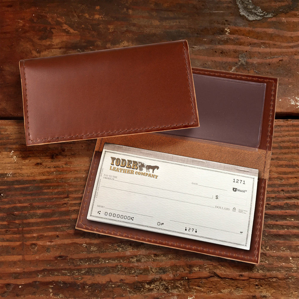 Checkbook Container Light Brown Oiled Leather Checkbook - Amish Handmade Checkbook Cover ...