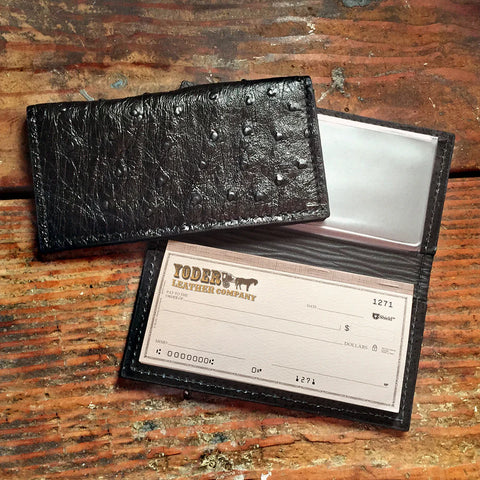Ostrich Checkbook Cover-Yoder Leather Company