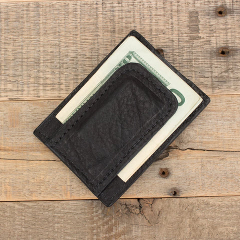 Cowhide Black Clip Wallet