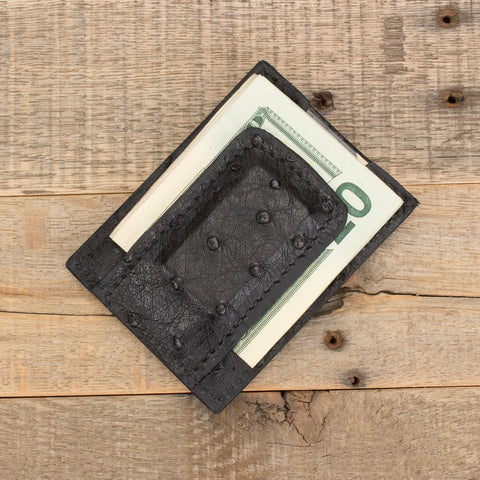 Ostrich Cash Clip Wallet-Yoder Leather Company
