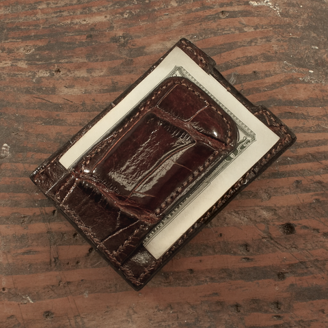Alligator Full Gloss Brown Clip Wallet