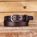 The Stitched Dakota - Women's Black Smooth 1" Belt with Silver Buckle