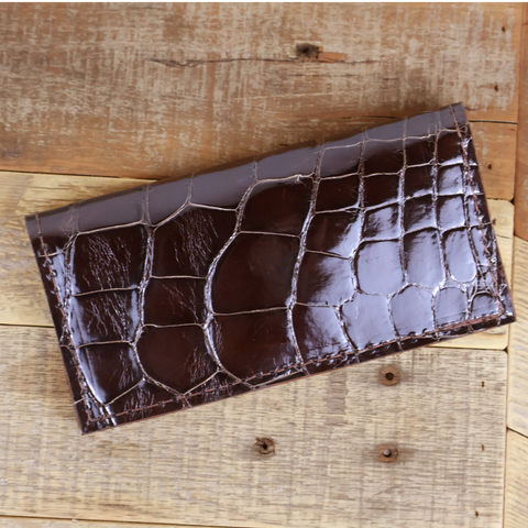 Alligator Full Gloss Brown Checkbook