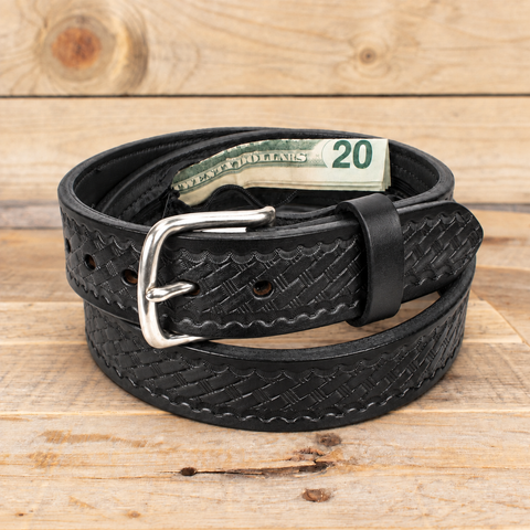 Basket Weave Black Money Belt