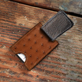 Ostrich Cognac Money Clip Wallet